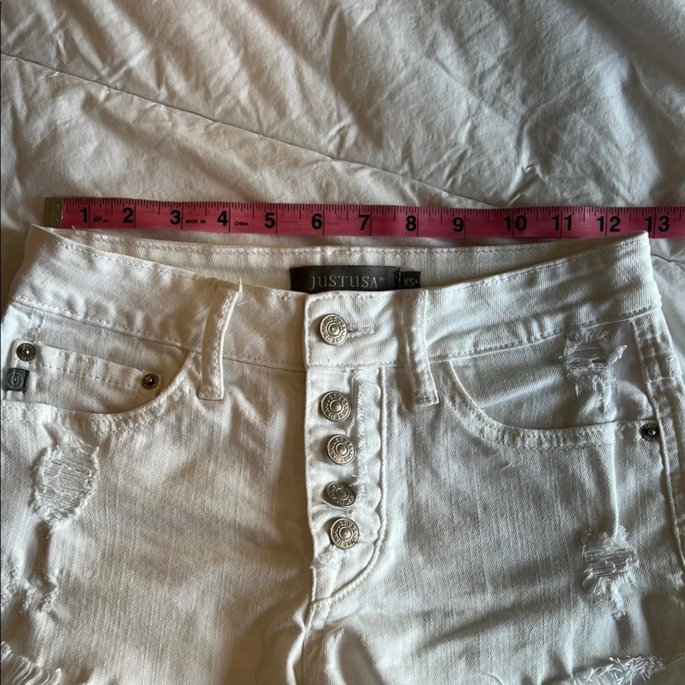 Just USA White Button-Up Denim Shorts - Picture 5 of 8